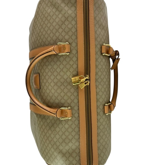 Genuine CELINE Paris Tan Macadam Signature Logo Duffle Travel Bag Authenticated - Picture 6 of 16